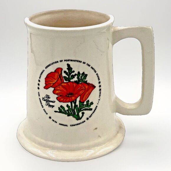 Mugs and Stuff Other - Mugs and Stuff Postmasters Convention Stein Mug California Poppy 1980 USA Cream